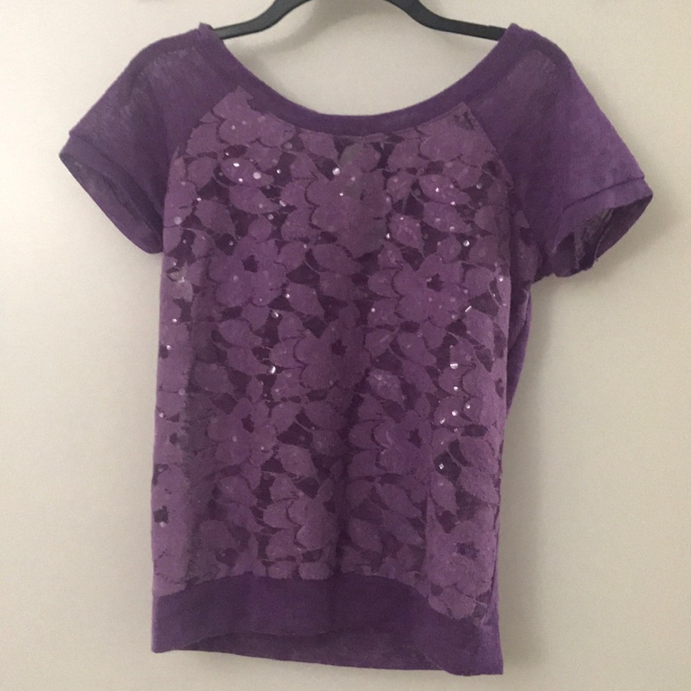 Purple shirt with lacy front and sequins